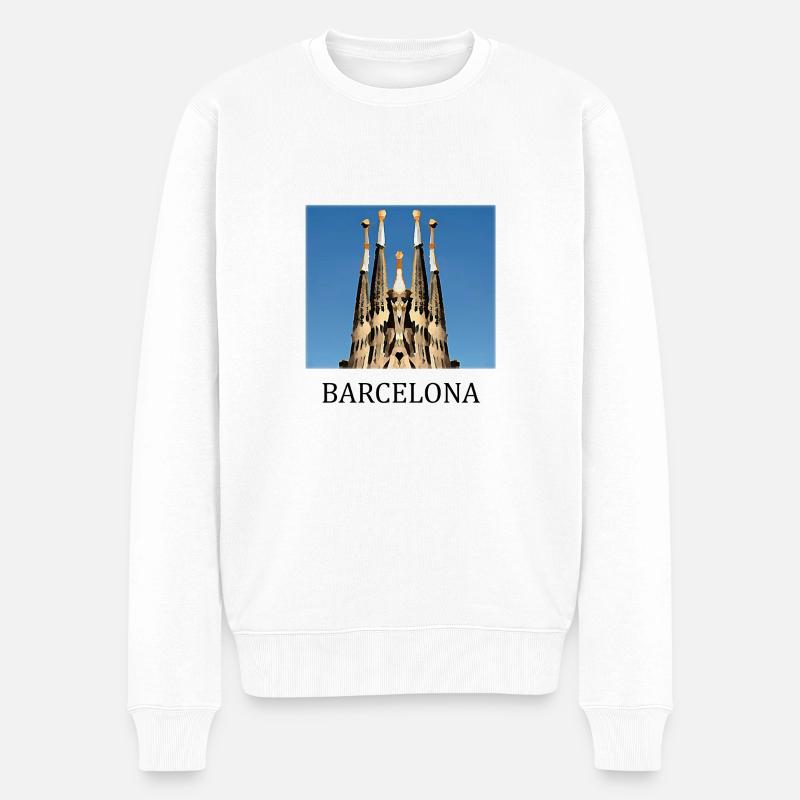 Barcelone - Pull Premium bio Homme - blanc
