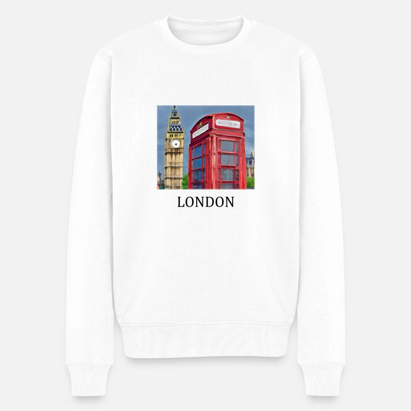 Big Ben de Londres - Pull Premium bio Homme - blanc