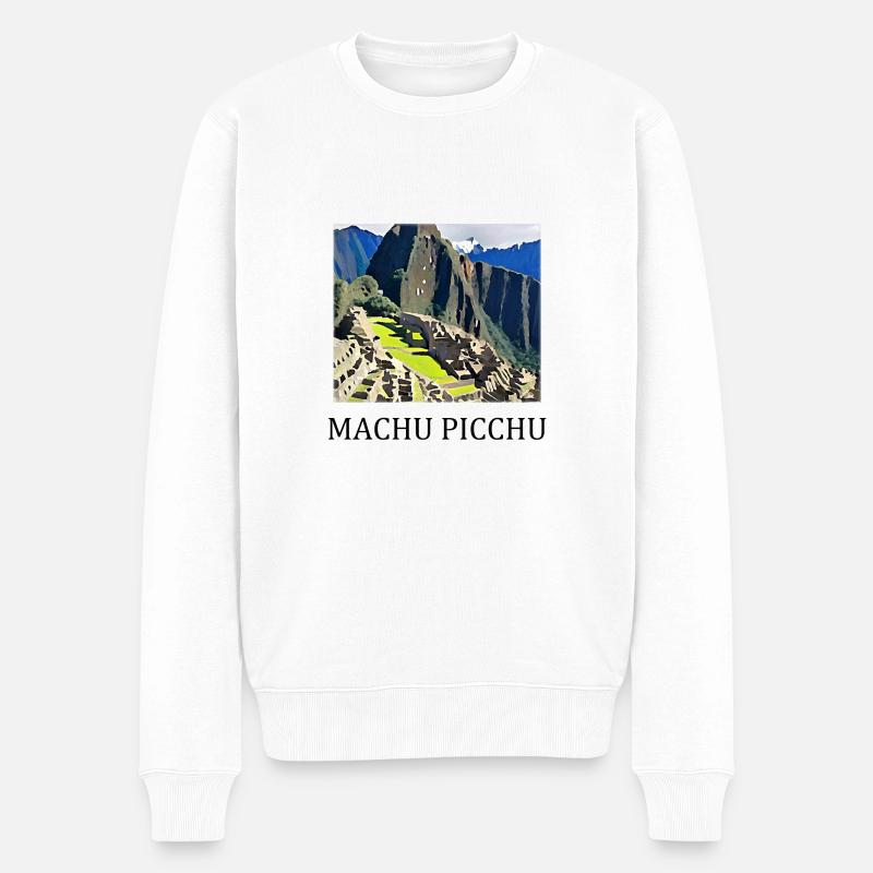 Machu Picchu - Männer Premium Bio Pullover - Weiß