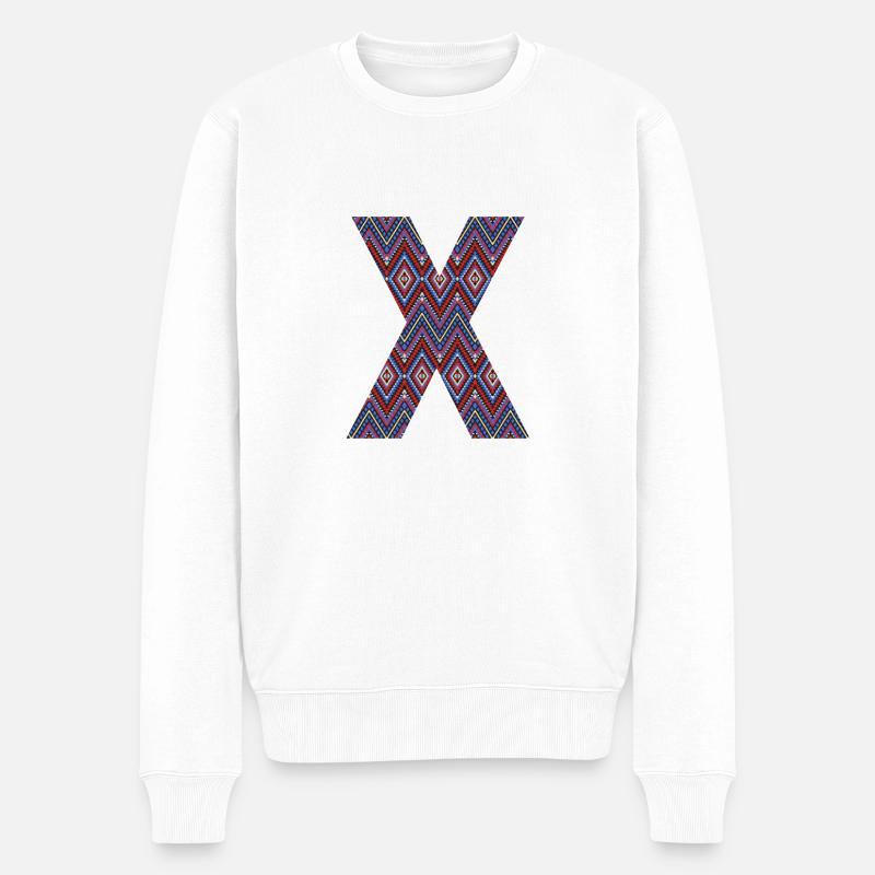 Monogramme Lettre X - motif géométrique - Pull Premium bio Homme - blanc