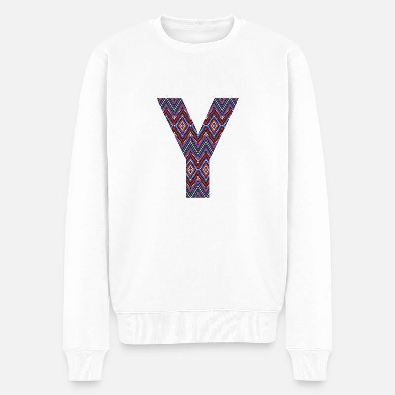Monogramm Buchstabe Y - geometrisches Muster - Männer Premium Bio Pullover - Weiß
