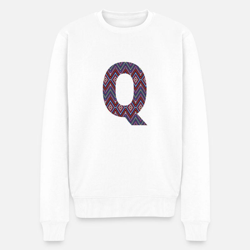Monogramm Buchstabe Q - geometrisches Muster - Männer Premium Bio Pullover - Weiß