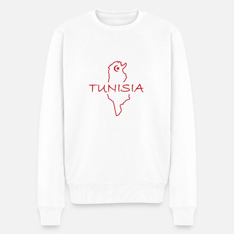 Karte von Tunesien - Männer Premium Bio Pullover - Weiß