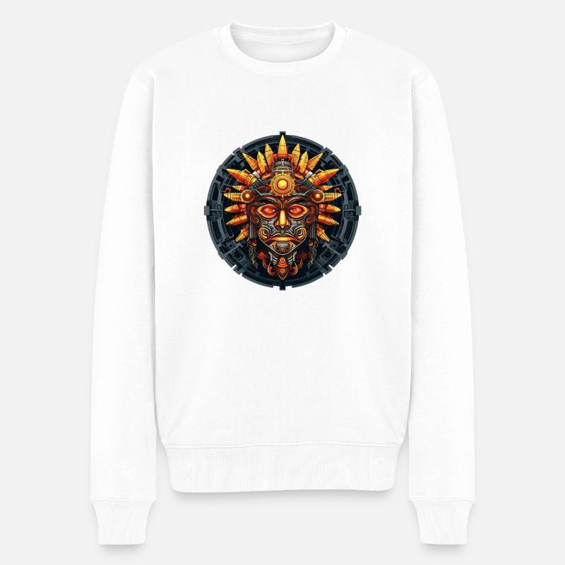 Aztekischer Steampunk - Männer Premium Bio Pullover - Weiß