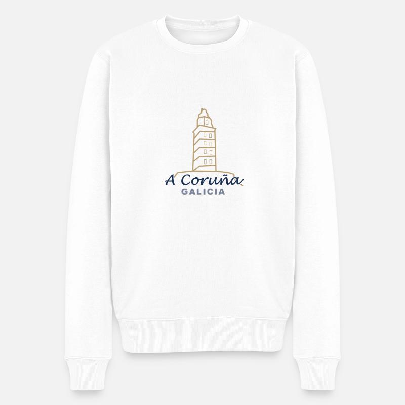 A Coruña - Männer Premium Bio Pullover - Weiß
