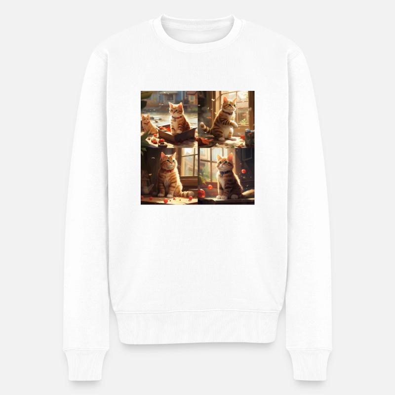 Sweet Cat - Männer Premium Bio Pullover - Weiß