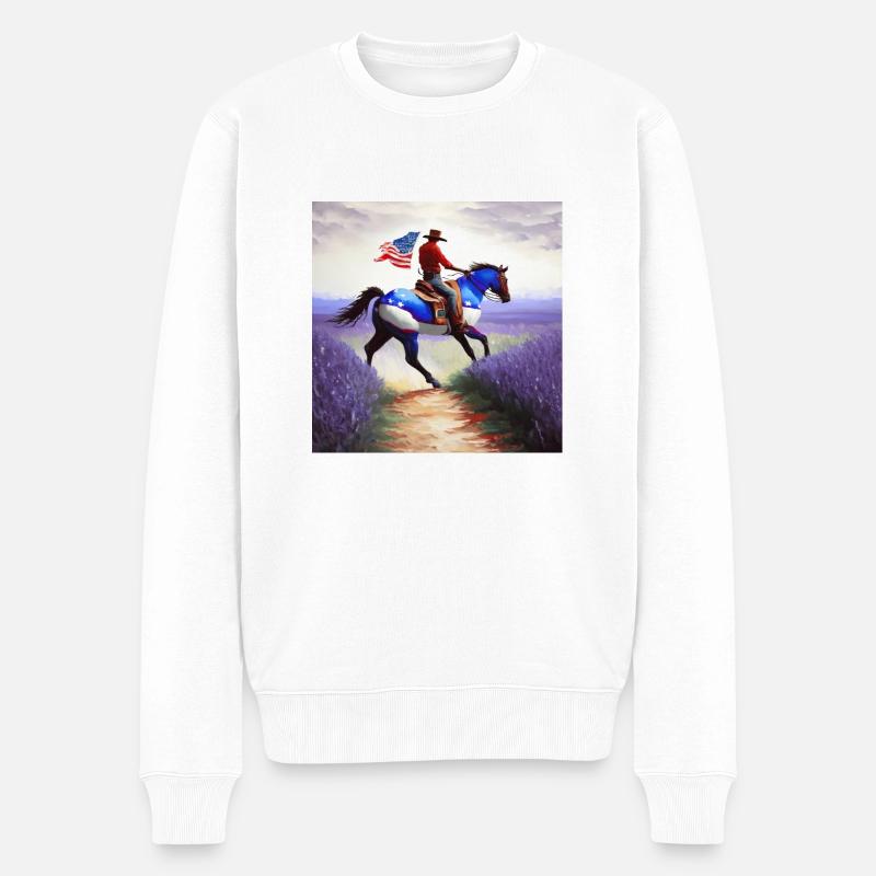 Cowboy - Männer Premium Bio Pullover - Weiß