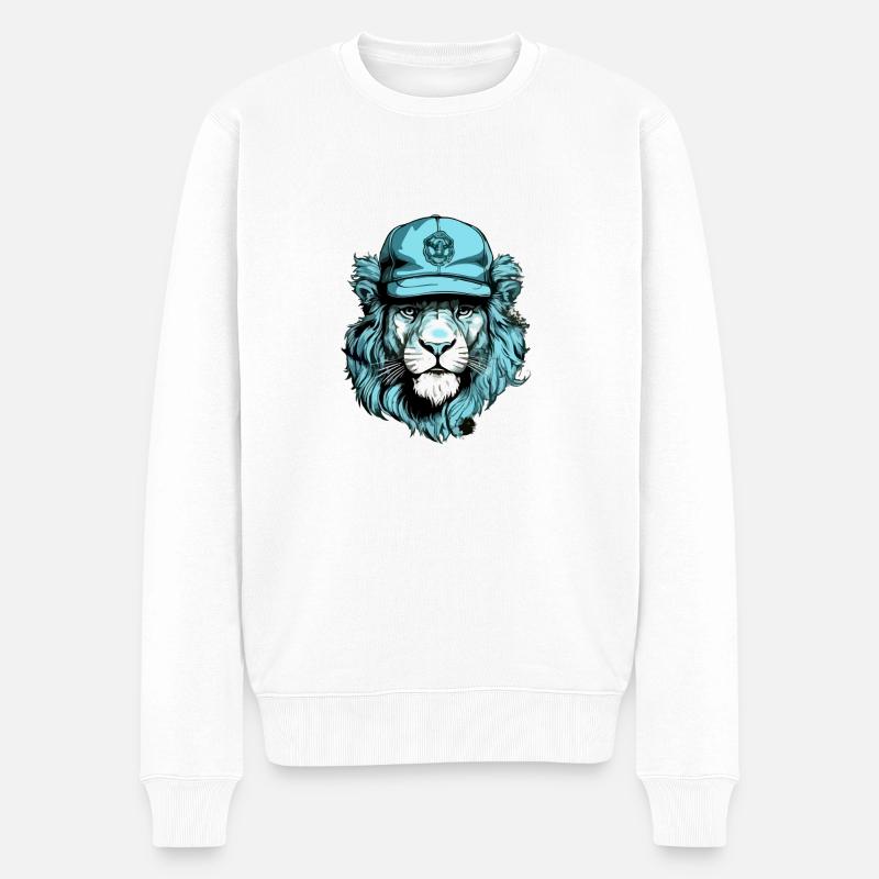Boudi, der blaue Löwe - Männer Premium Bio Pullover - Weiß