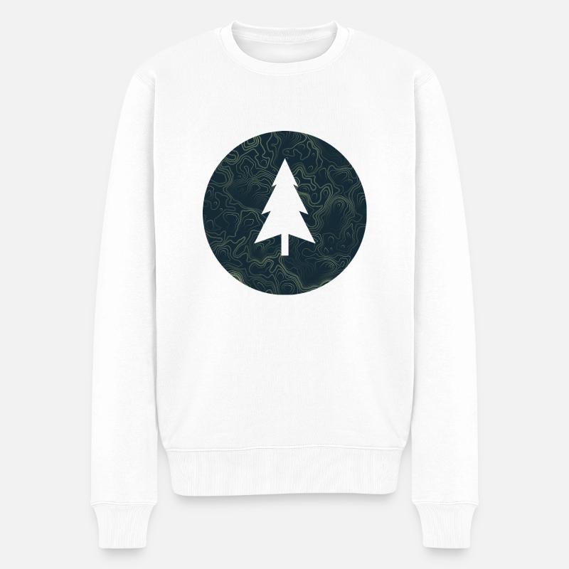 Reliefs von Kiefernbergen - Männer Premium Bio Pullover - Weiß