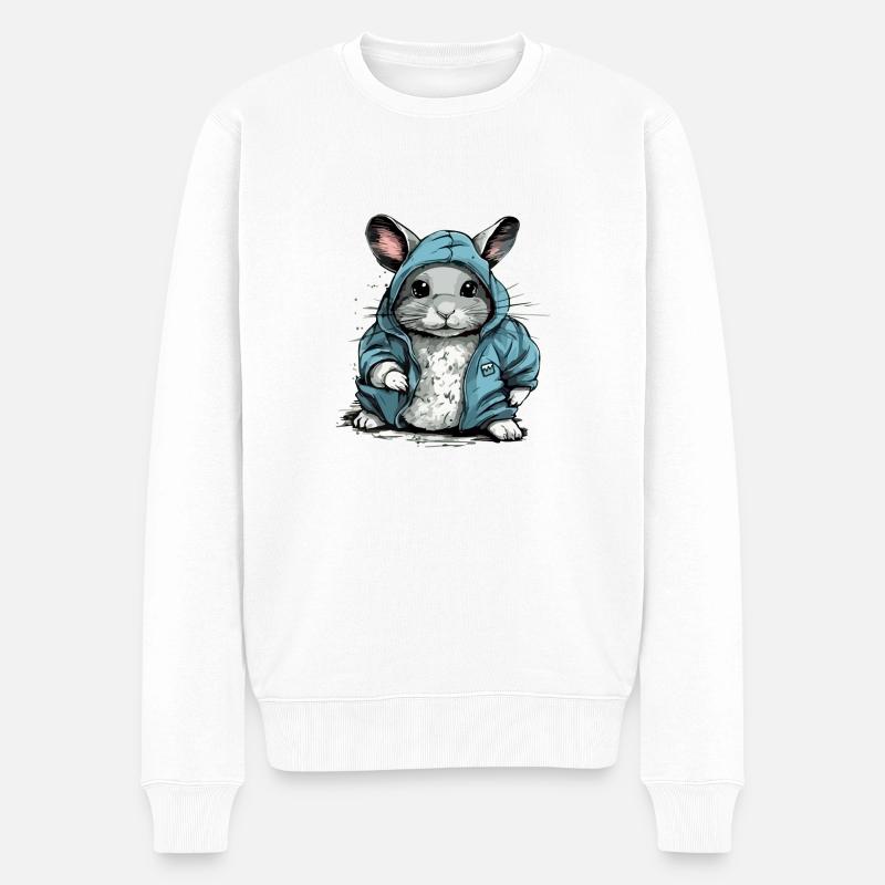 Bibi das Chinchilla - Männer Premium Bio Pullover - Weiß