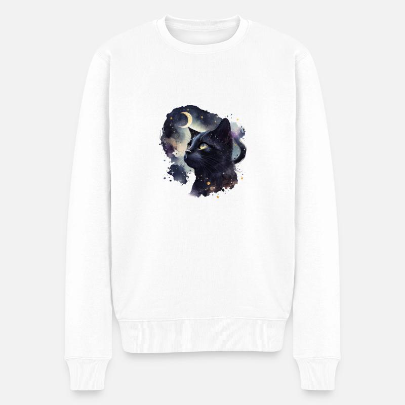 Mystische Katze - Männer Premium Bio Pullover - Weiß