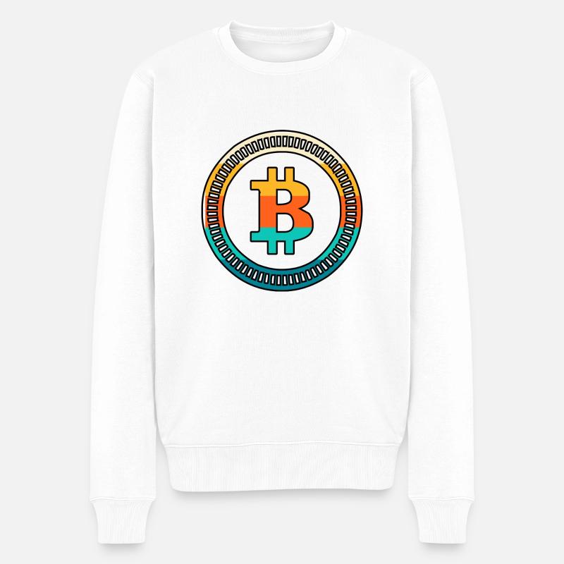 Retro Bitcoin - Männer Premium Bio Pullover - Weiß