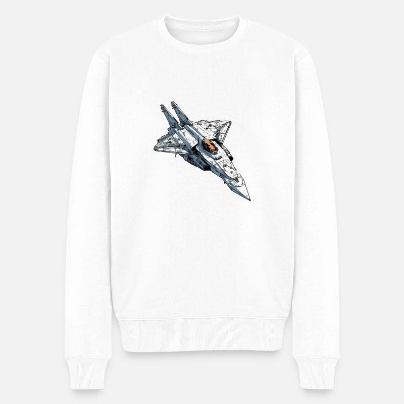Wütendes Sturmflugzeug - Männer Premium Bio Pullover - Weiß