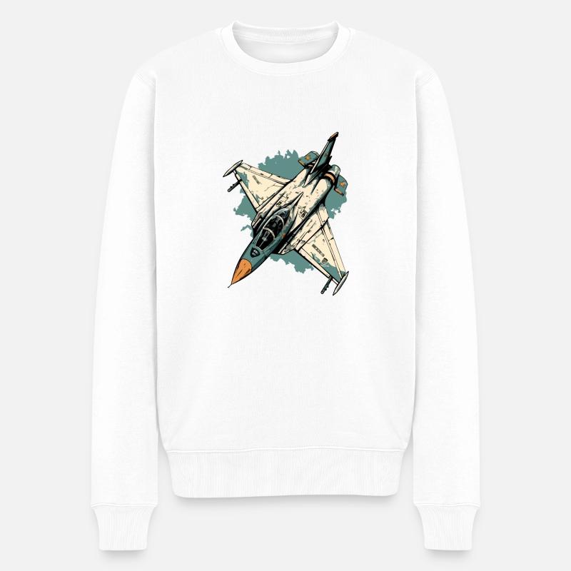 Blaues Sturmflugzeug - Männer Premium Bio Pullover - Weiß