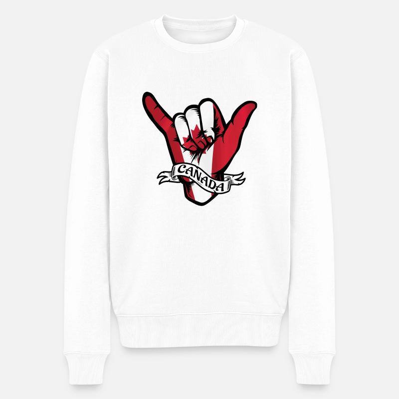 Canada Shaka - Männer Premium Bio Pullover - Weiß