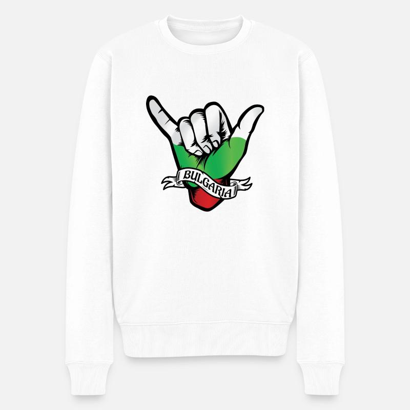 Bulgaria Shaka - Männer Premium Bio Pullover - Weiß