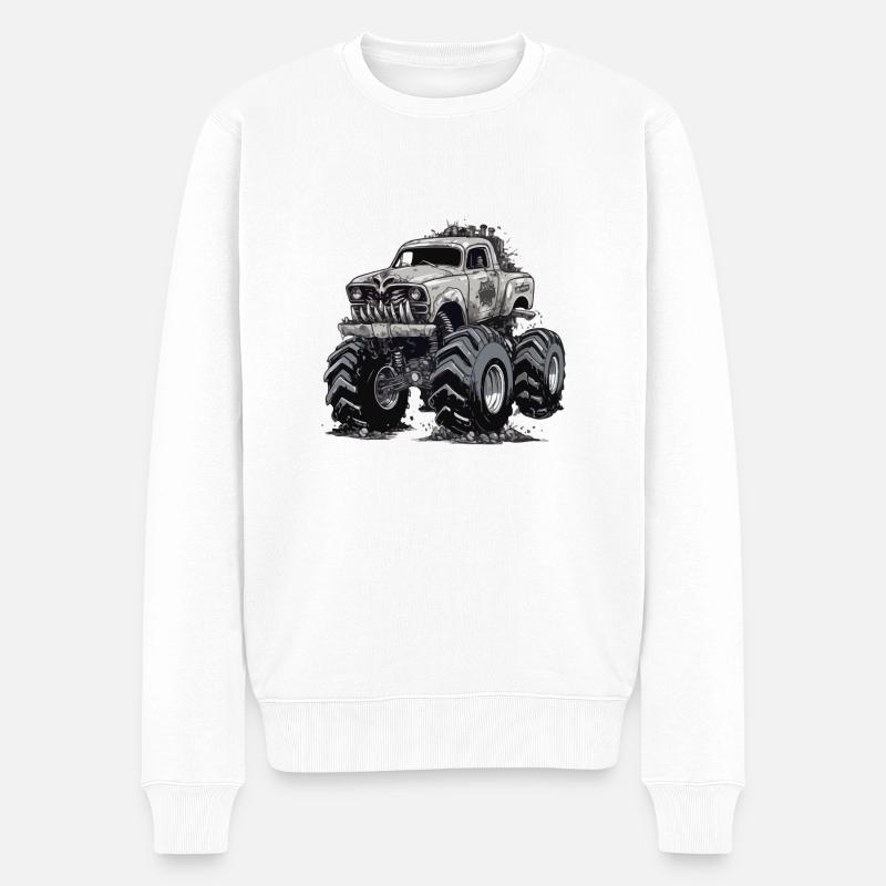 Monstertruck BigRigXpress - Männer Premium Bio Pullover - Weiß