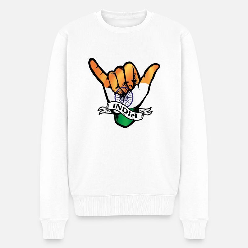 India Shaka - Männer Premium Bio Pullover - Weiß