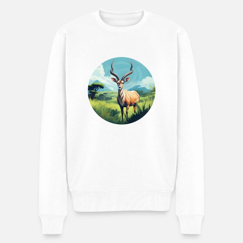 Kudu - Männer Premium Bio Pullover - Weiß