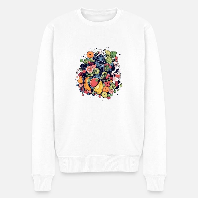 Jiko, das Fruchtmonster - Männer Premium Bio Pullover - Weiß