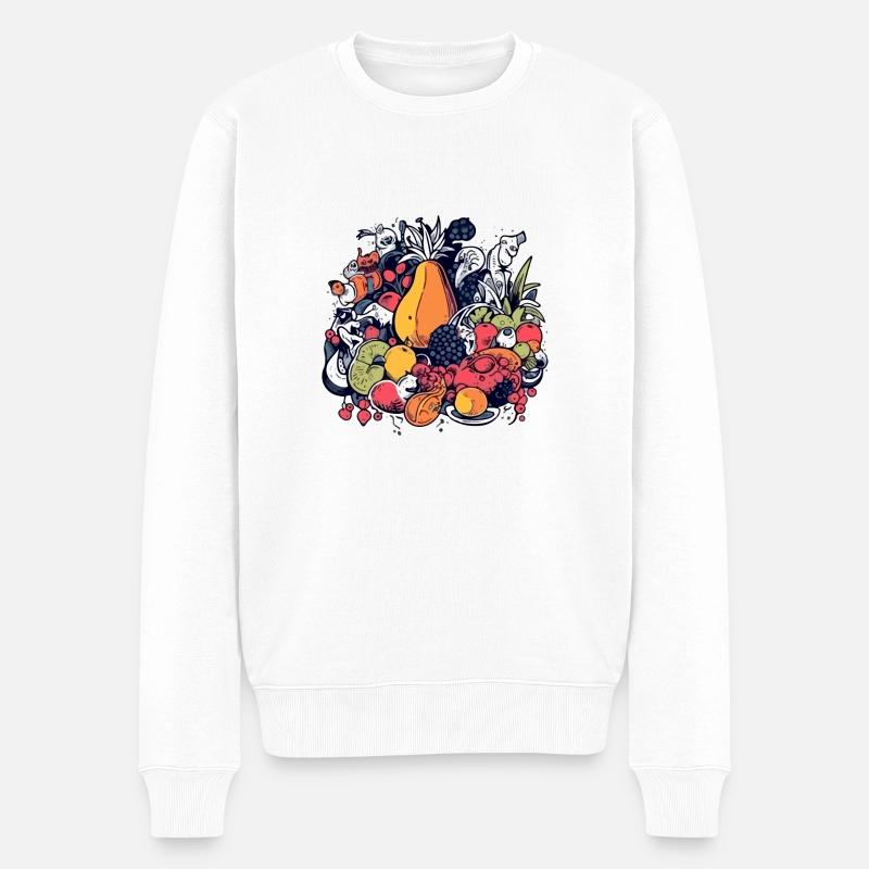 Anifruits n 4 - Männer Premium Bio Pullover - Weiß
