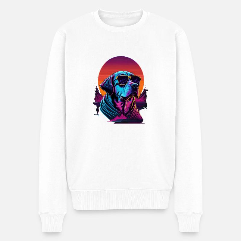 Labrador trägt Sonnenbrille - Männer Premium Bio Pullover - Weiß