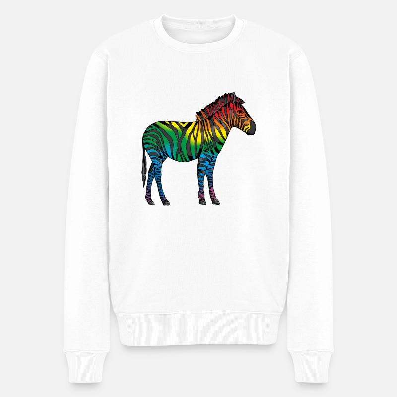 Zebra - Männer Premium Bio Pullover - Weiß