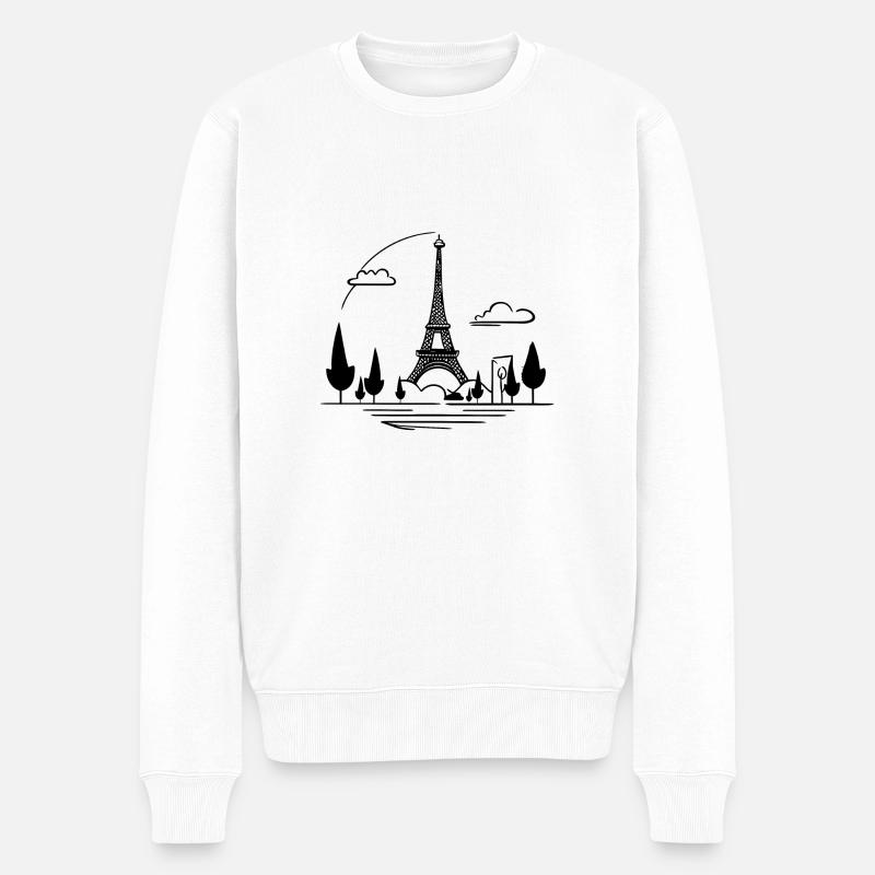 Eiffelturm - Männer Premium Bio Pullover - Weiß