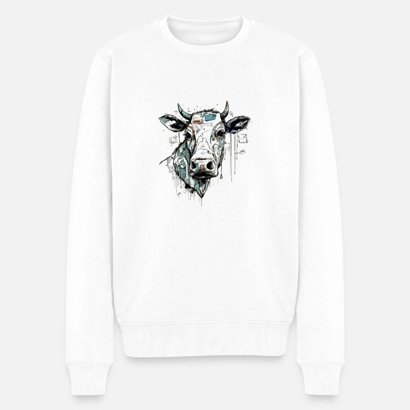 Groa la vache - Pull Premium bio Homme - blanc