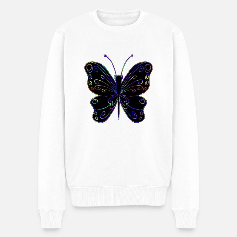 Schmetterling - Männer Premium Bio Pullover - Weiß