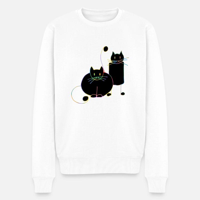 Katzen - Männer Premium Bio Pullover - Weiß