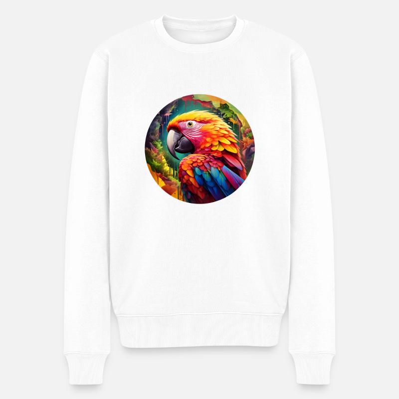 Regenbogen-Papagei - Männer Premium Bio Pullover - Weiß