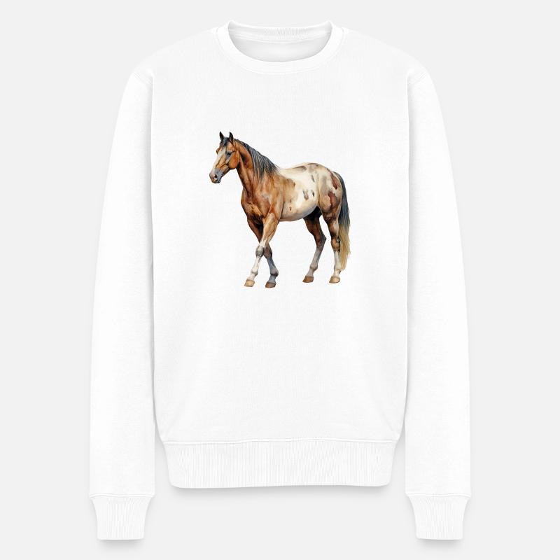 Pferd - Männer Premium Bio Pullover - Weiß