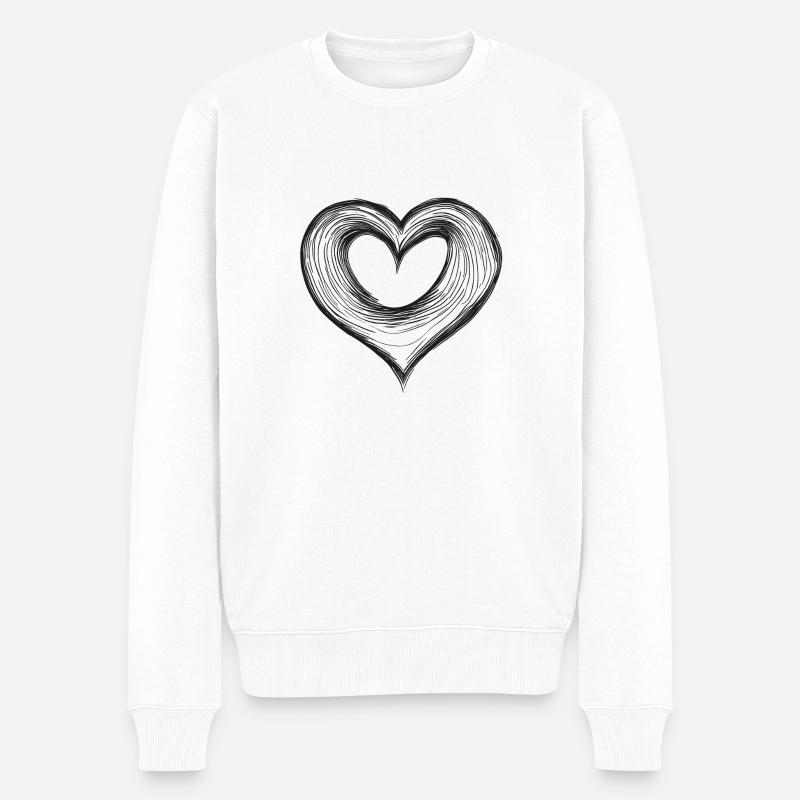 Schwarzes Herz - Männer Premium Bio Pullover - Weiß