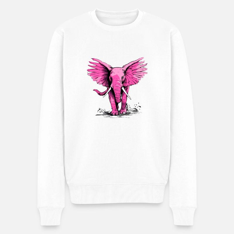Lolo, der rosa Elefant - Männer Premium Bio Pullover - Weiß