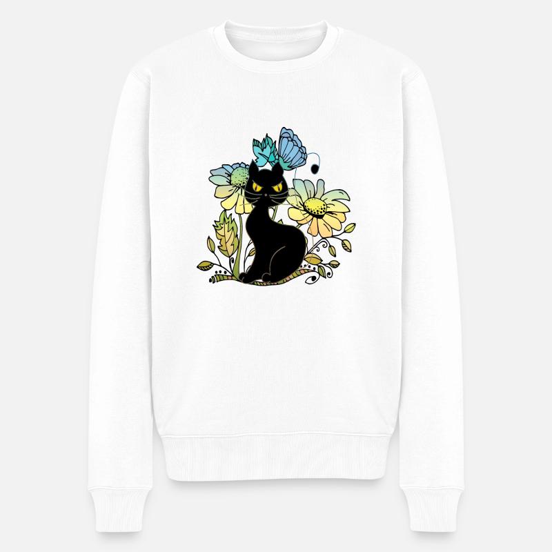 Katze - Männer Premium Bio Pullover - Weiß