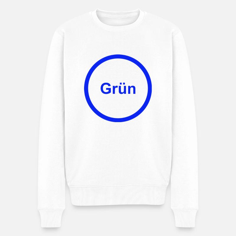 Grün - Männer Premium Bio Pullover - Weiß