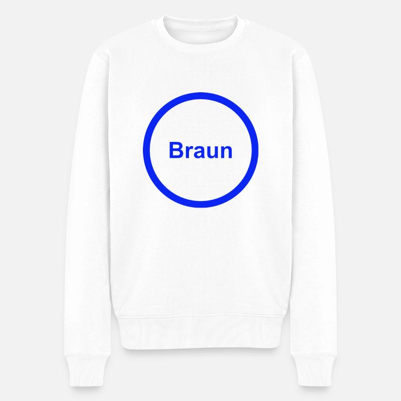 Braun - Männer Premium Bio Pullover - Weiß
