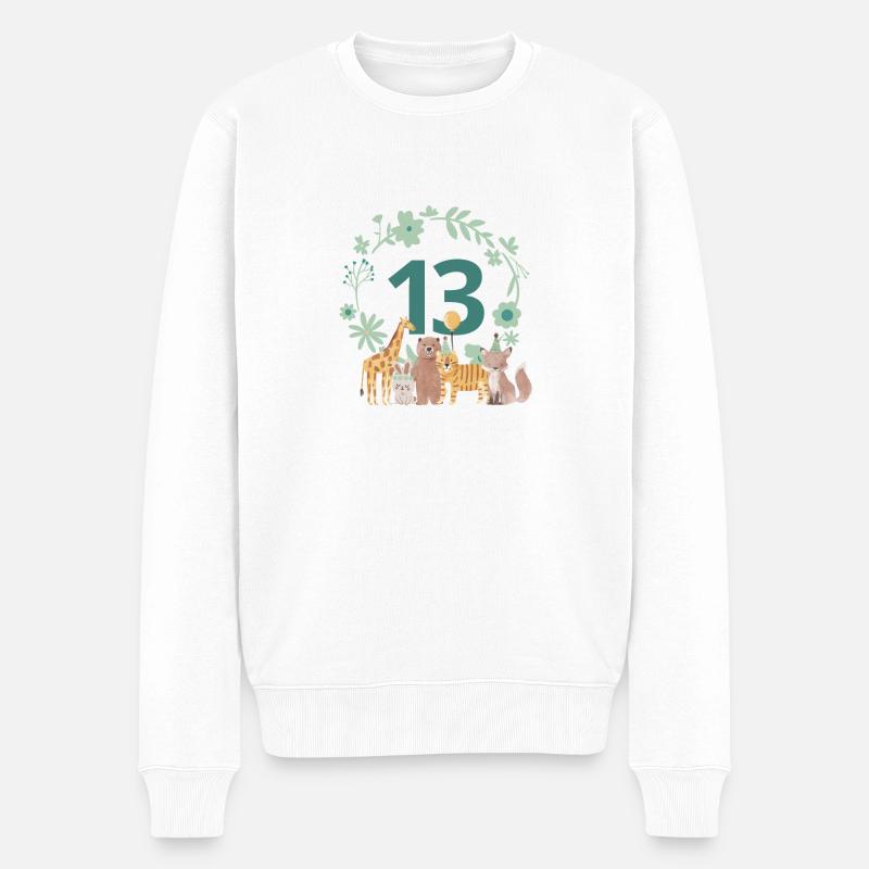 13e anniversaire - anniversaire animaux - Pull Premium bio Homme - blanc