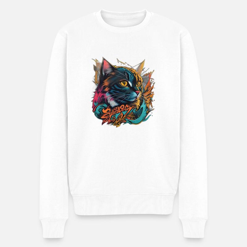 Beau design de chat - Pull Premium bio Homme - blanc