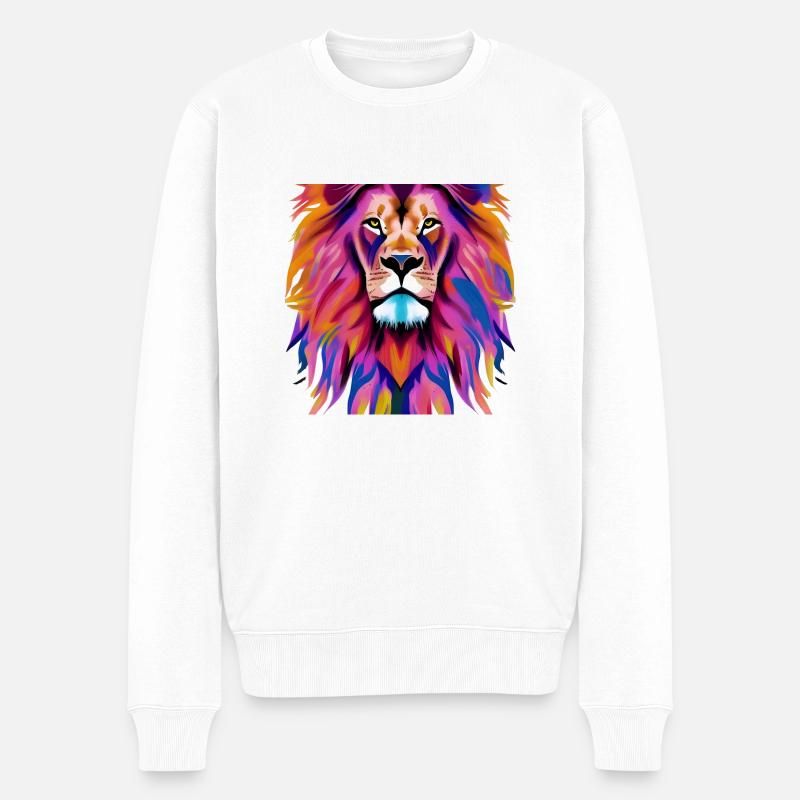 Löwe Löwenkopf - Männer Premium Bio Pullover - Weiß