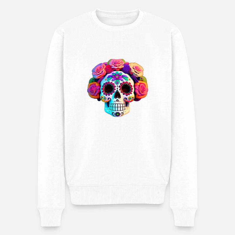 Dia de los Muertos - Männer Premium Bio Pullover - Weiß