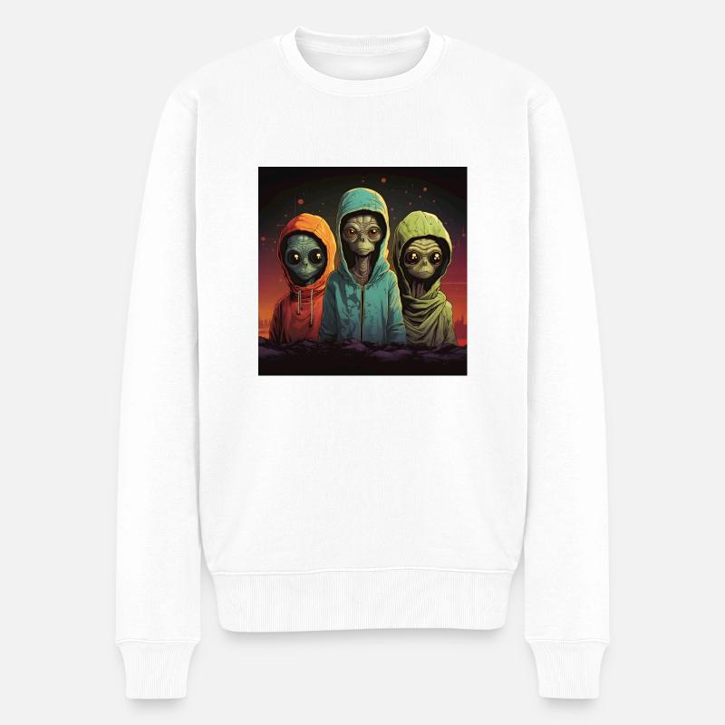 Außerirdische Kapuzenpullover - Männer Premium Bio Pullover - Weiß