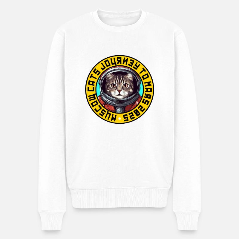 Logo du chat astronaute 3 - soviétique - Pull Premium bio Homme - blanc