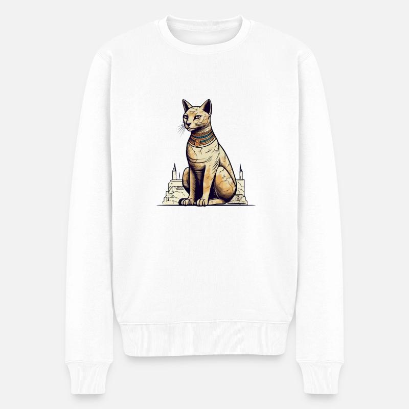 Bouko le chat Egyptien - Pull Premium bio Homme - blanc