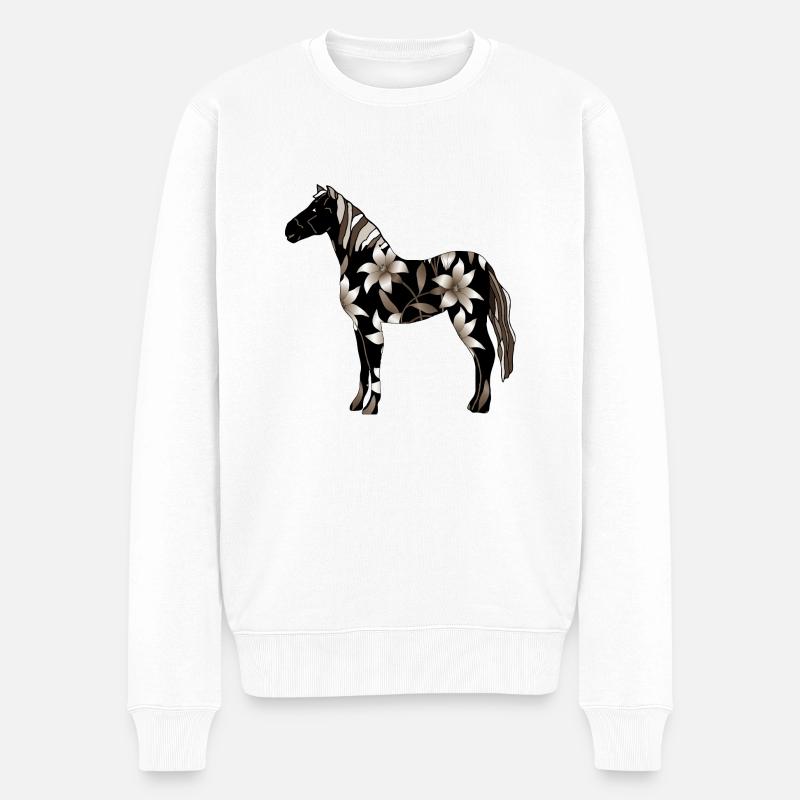 Pferd - Männer Premium Bio Pullover - Weiß