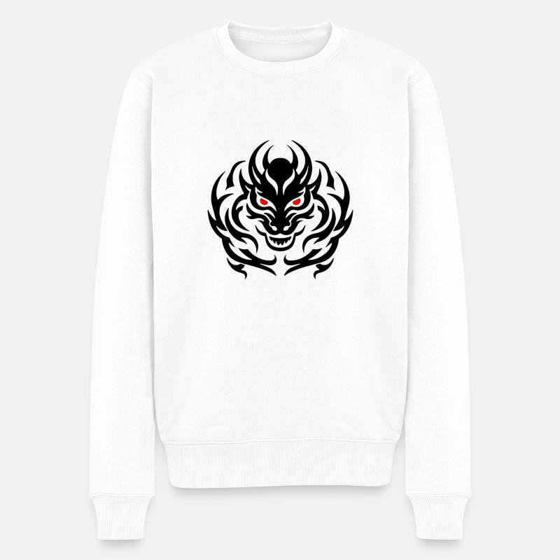 Drachenkopf - Männer Premium Bio Pullover - Weiß