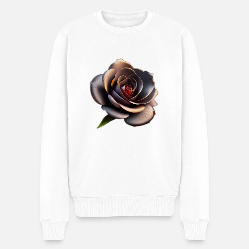 Schwarze Rose - Männer Premium Bio Pullover - Weiß