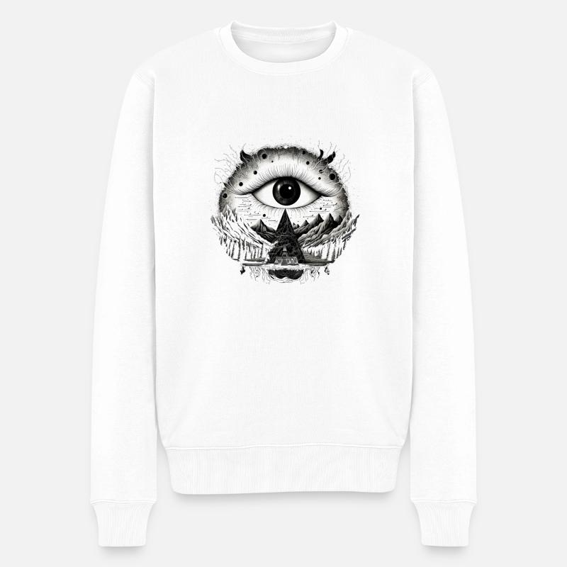 Mystik Eye Maya - Männer Premium Bio Pullover - Weiß