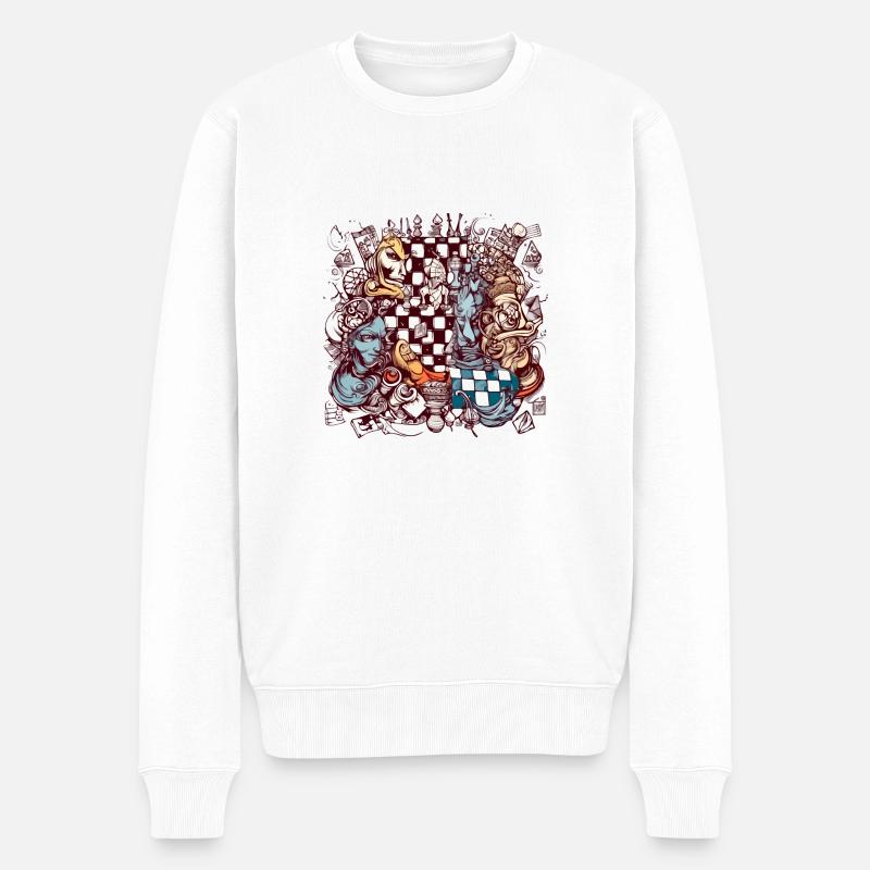 Abstraction échiquéenne n°3 - Pull Premium bio Homme - blanc